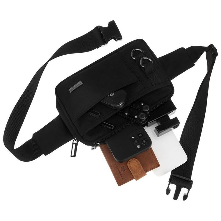 Saszetka na biodro, nerka, czarna, Peterson