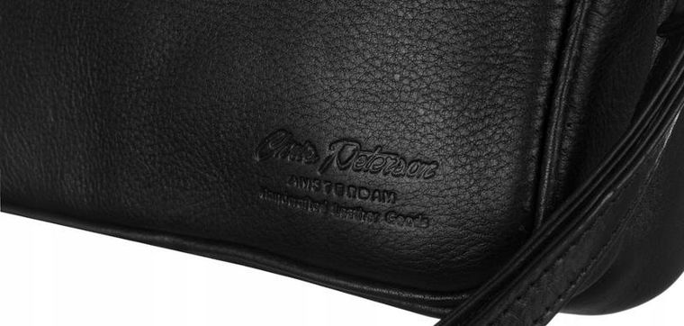 Saszetka na biodro, nerka, czarna, skóra ekologiczna, Peterson