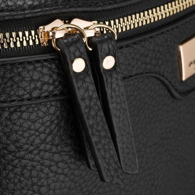 Saszetka na biodro, nerka, czarna, skóra ekologiczna, Peterson