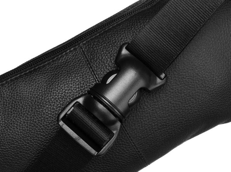 Saszetka na biodro, nerka, czarna, skórzana, Peterson
