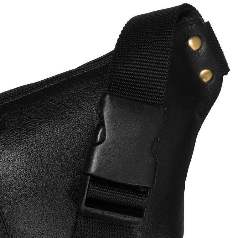 Saszetka na biodro, nerka, czarna, skórzana, Peterson