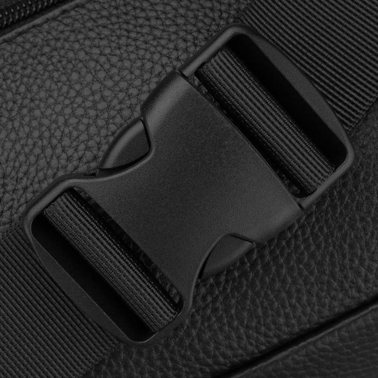 Saszetka na biodro, nerka, czarna, skórzana, Rovicky