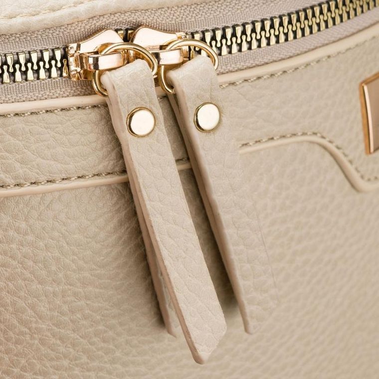 Saszetka na biodro, nerka, jasnobeżowa, skóra ekologiczna, Peterson