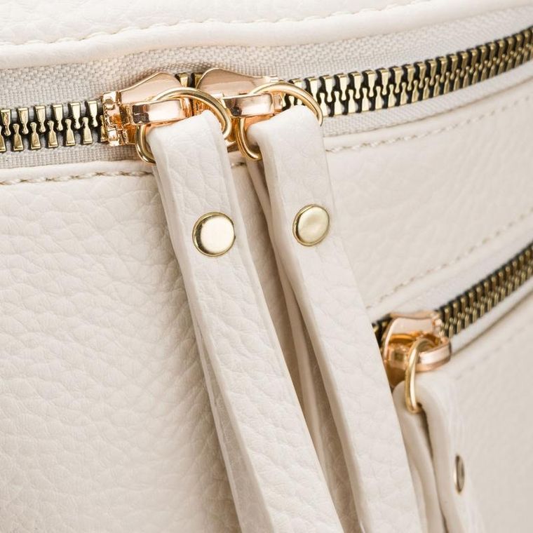 Saszetka na biodro, nerka, jasnobeżowa, skóra ekologiczna, Peterson