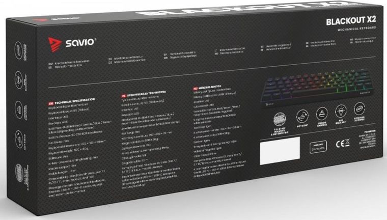 Savio, Blackout X2, klawiatura mechaniczna, outemu, brązowy, Hot Swap