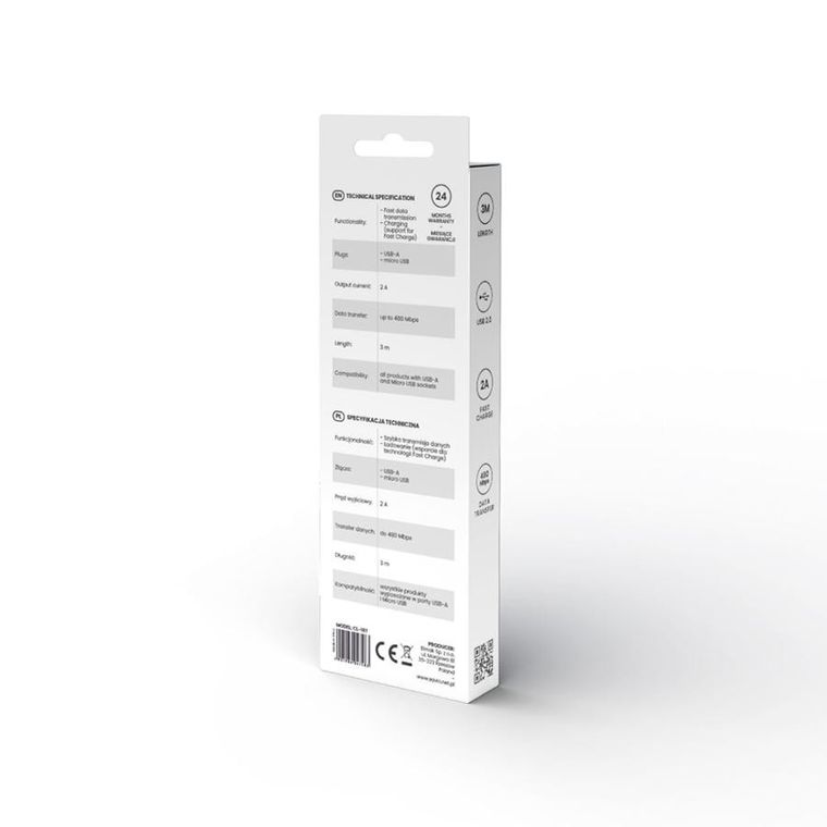 Savio, kabel, USB-A, Mio USB, 3 M, biały
