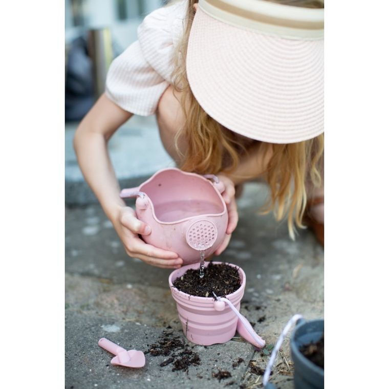 Scrunch, wiaderko z łopatką, silikonowe, różowe