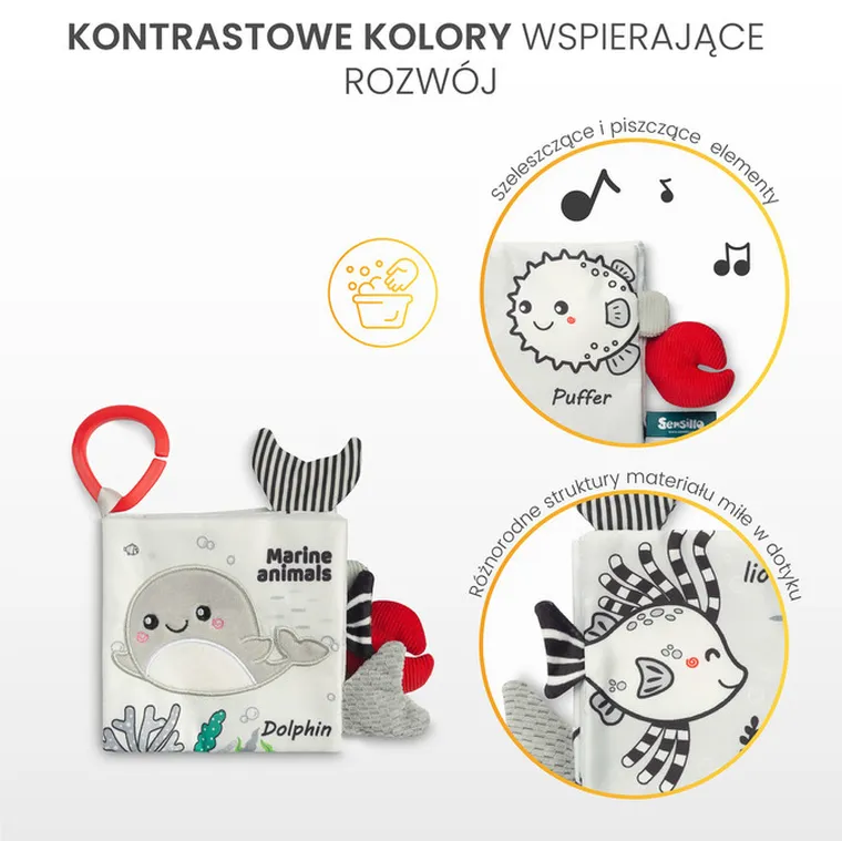 Sensillo, Black&white, książeczka materiałowa, sowa