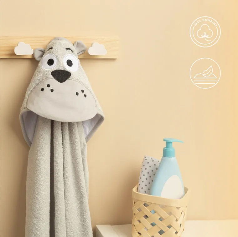 Sensillo, Water Friends, okrycie kąpielowe, miś, grey, 100-100 cm