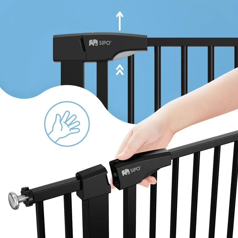Sipo, bramka zabezpieczająca na schody, barierka ochronna, czarna