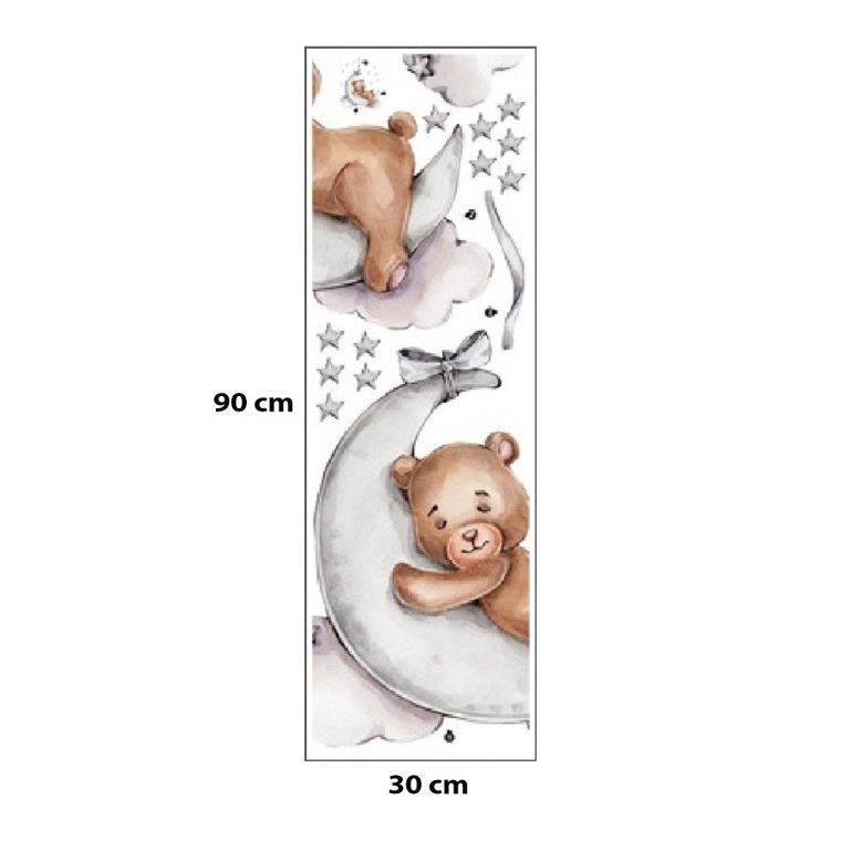 Sipo, naklejki na ścianę do pokoju dziecięcego, Śpiący miś na księżycu
