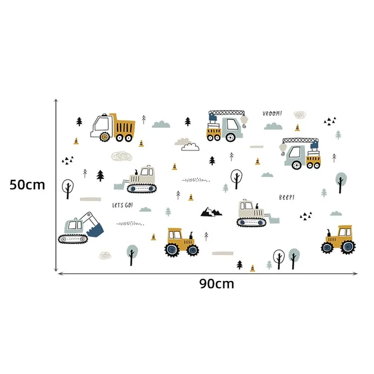 Sipo, naklejki na ścianę do pokoju dziecięcego, Traktory i koparki