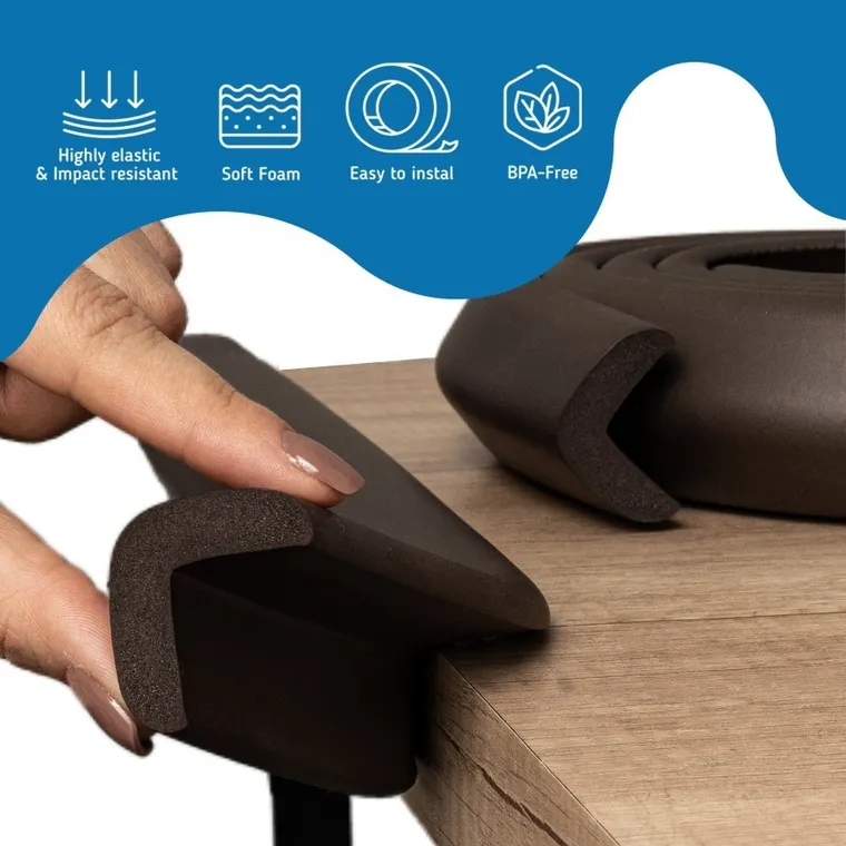 Sipo, piankowa taśma zabezpieczająca ostre krawędzie mebli, 2 metry, brązowa