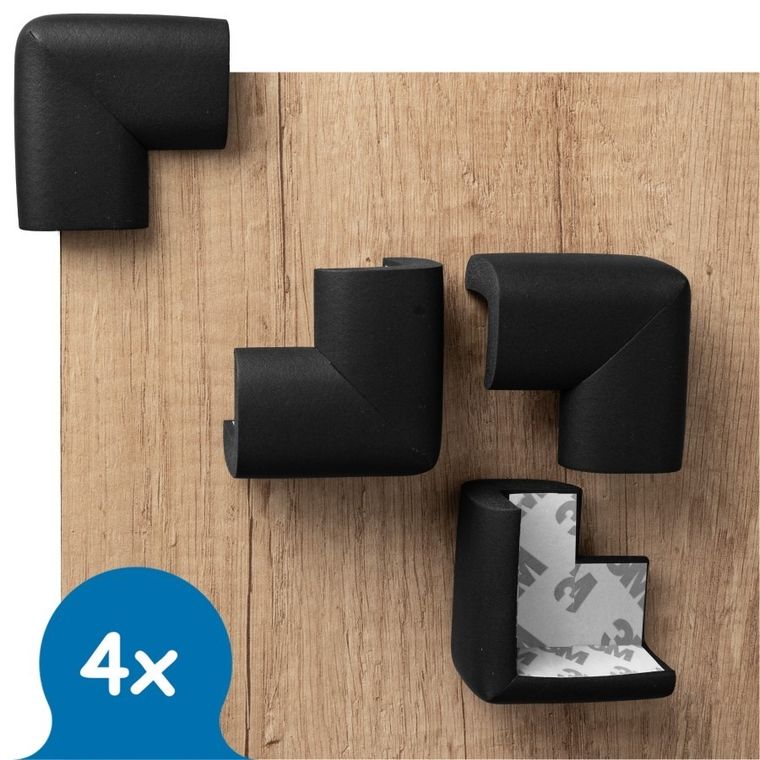 Sipo, zestaw piankowych zabezpieczeń narożników mebli, czarne, 4 szt.