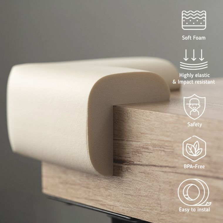 Sipo, zestaw piankowych zabezpieczeń narożników mebli, kremowe, 4 szt.