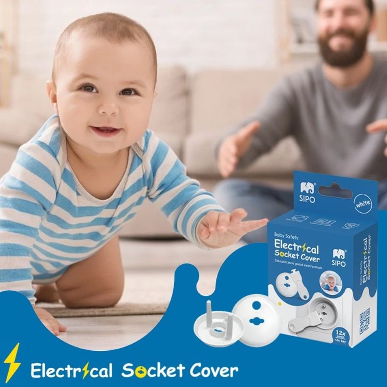 Sipo, zestaw zabezpieczeń kontaktów zaślepki gniazd elektrycznych białe, 12 szt.