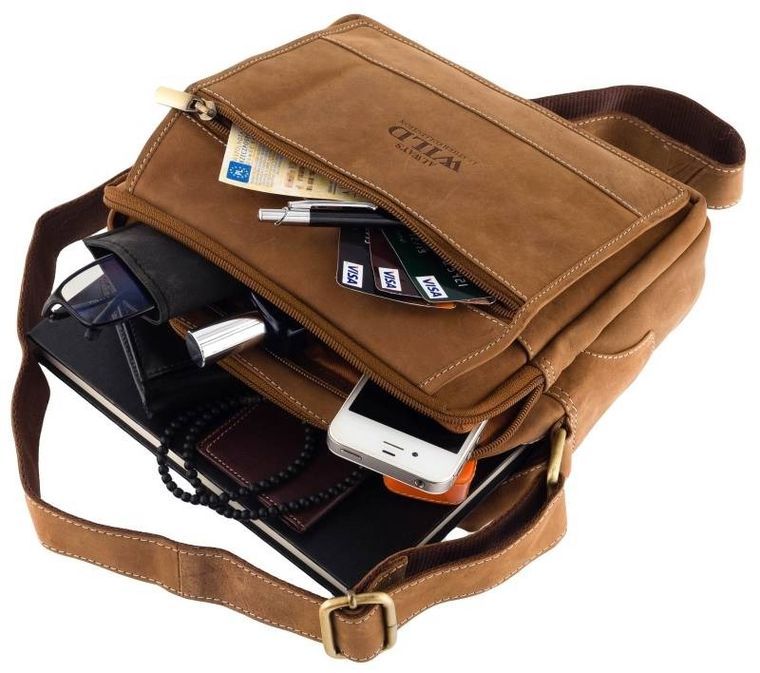 Skórzana męska listonoszka na ramię, Always Wild