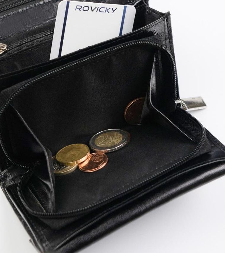 Skórzany portfel damski zamykany na zatrzask, Rovicky