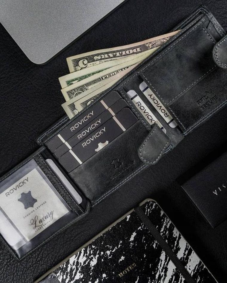 Skórzany portfel męski na zatrzask, Always Wild