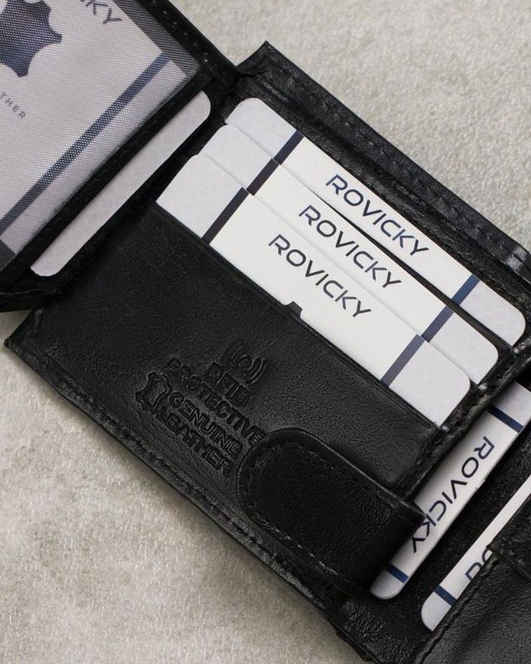 Skórzany portfel męski z kieszonką na rewersie, Cavaldi