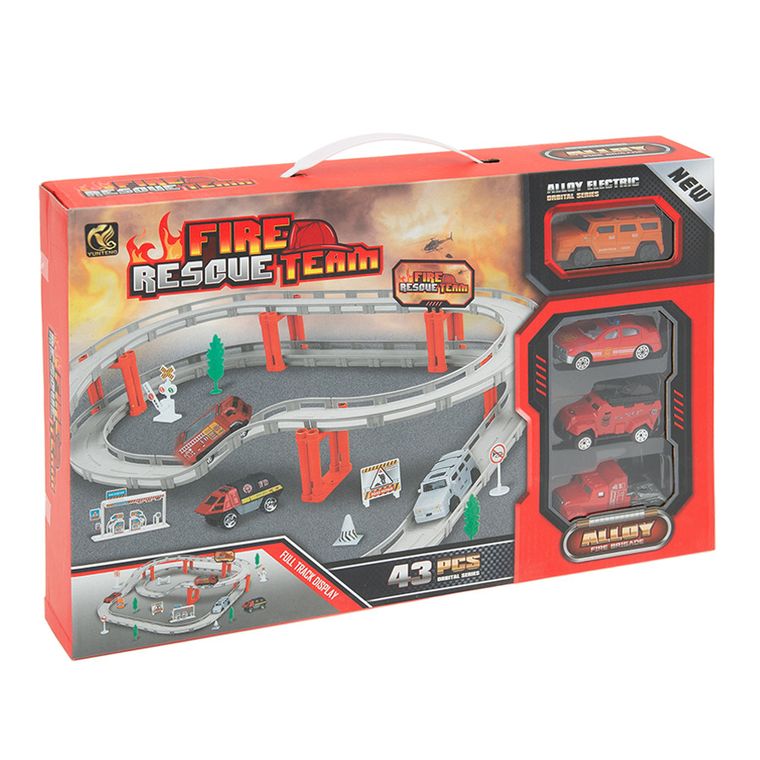 Smiki, Straż pożarna, tor samochodowy z pojazdami, 43 elementy