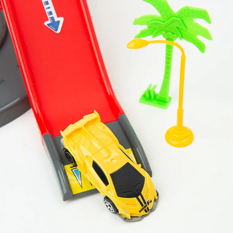 Smiki, tor wyścigowy z parkingiem i windą, zestaw z pojazdami, 68 elementów