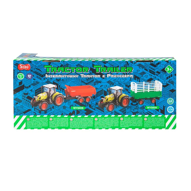 Smiki, Traktor z przyczepą, pojazd, zielony, 1:16