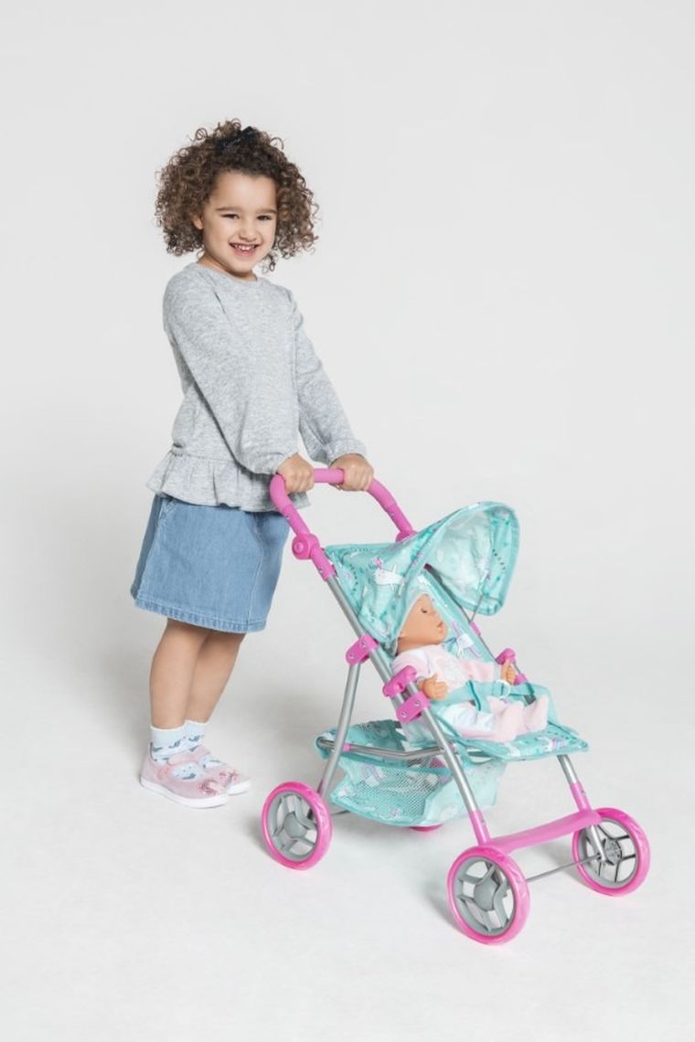 Smiki, wózek spacerowy dla lalek, miętowo-różowy