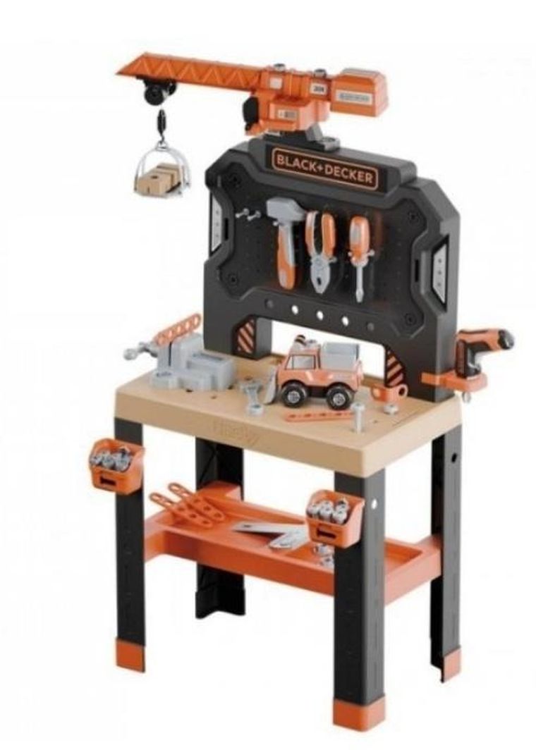 Smoby, Black+Decker, warsztat z dźwigiem, Bricolo Builder