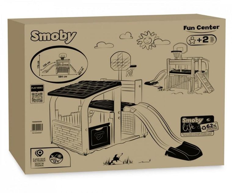 Smoby, Centrum zabaw, domek ogrodowy ze zjeżdżalnią