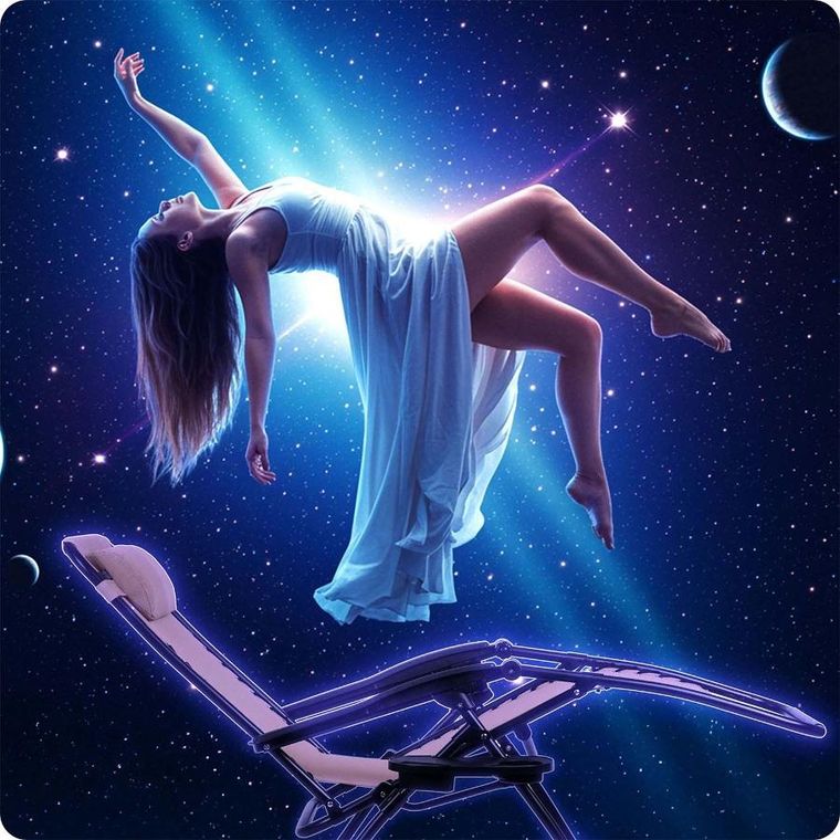 Sofotel, ChillWell, leżak ogrodowy składany z poduszką, beżowy, zestaw, 2 szt.