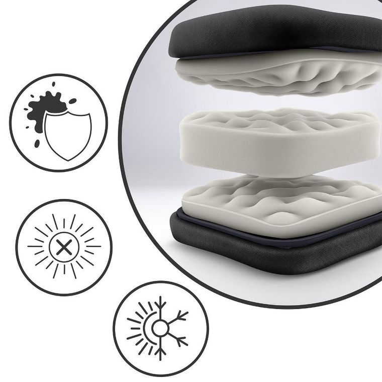 Sofotel, ChillWell, leżak ogrodowy składany z poduszką, czarny