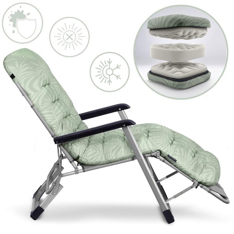 Sofotel, ChillWell, leżak ogrodowy składany z poduszką, jasno zielony