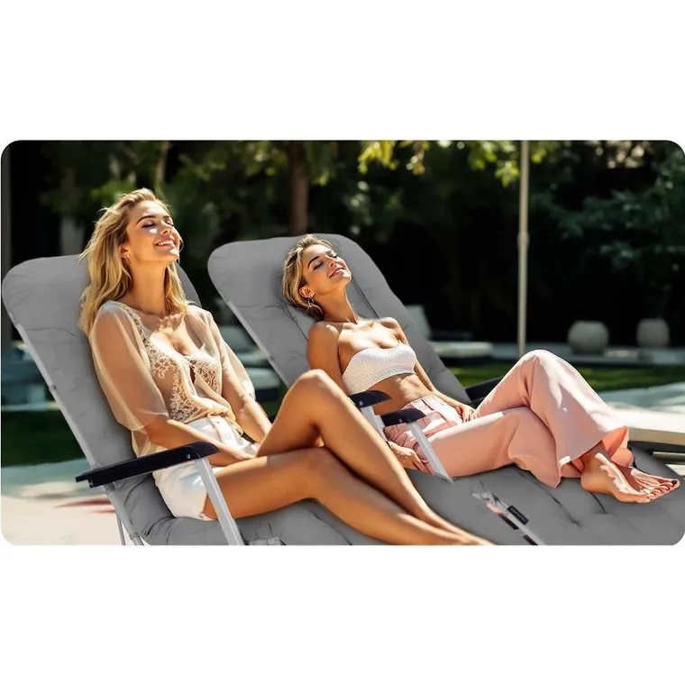 Sofotel, ChillWell, leżak ogrodowy składany z poduszką, szary