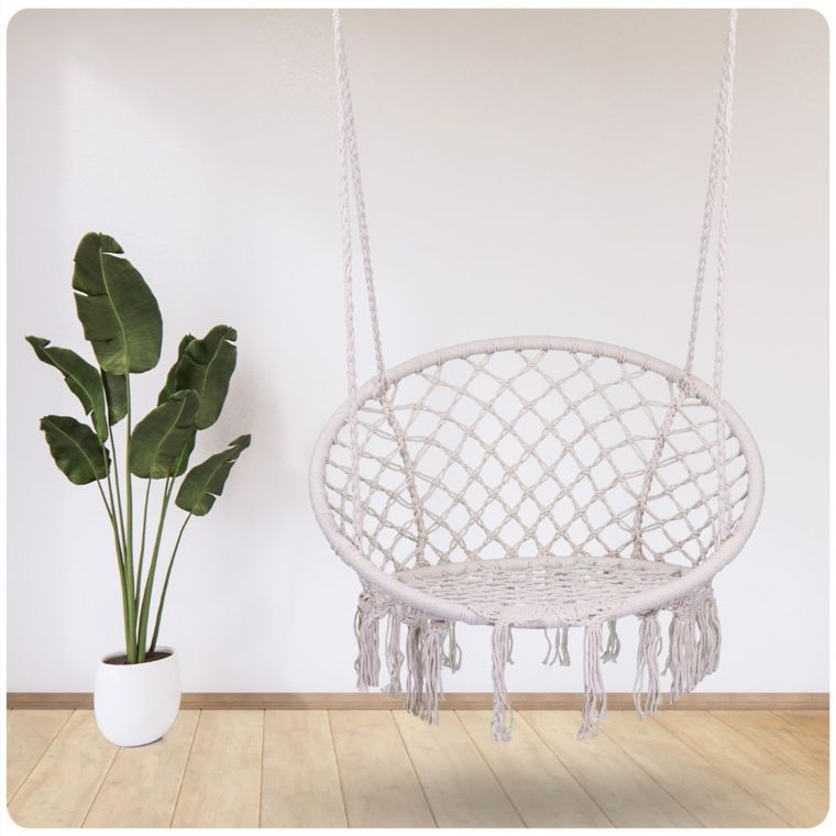 Sofotel, fotel wiszący, huśtawka, boho, biały