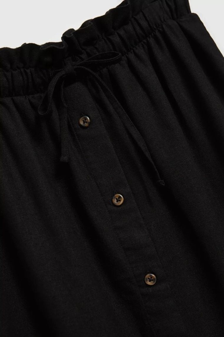 Spódnica damska z lnem, czarna, Moodo