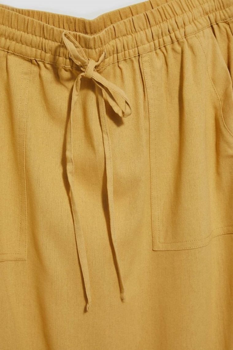 Spódnica damska z lnem, żółta, Moodo