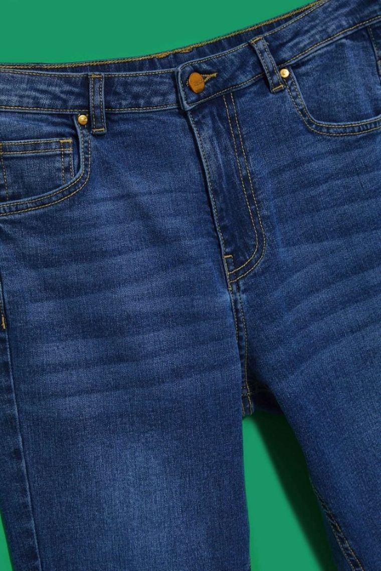 Spodnie jeansowe damskie, dzwony, niebieskie, Moodo