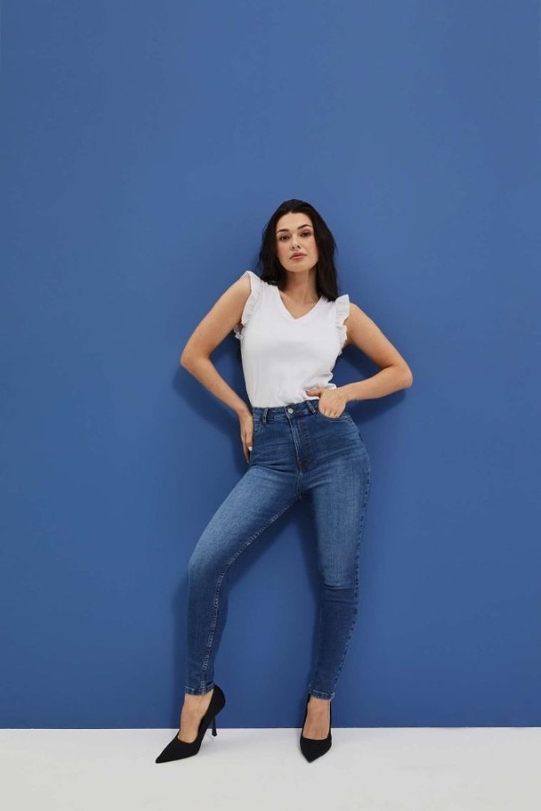 Spodnie jeansowe damskie, niebieskie, Moodo