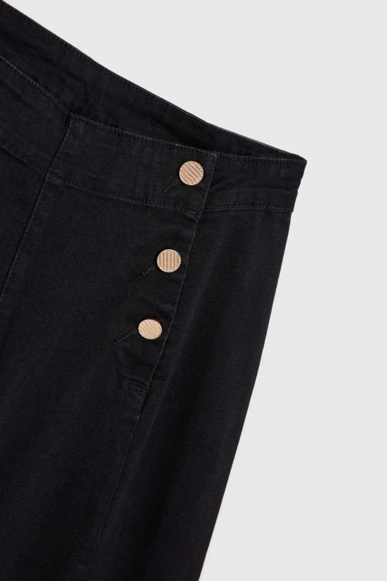 Spodnie jeansowe damskie, wide, czarne, Moodo