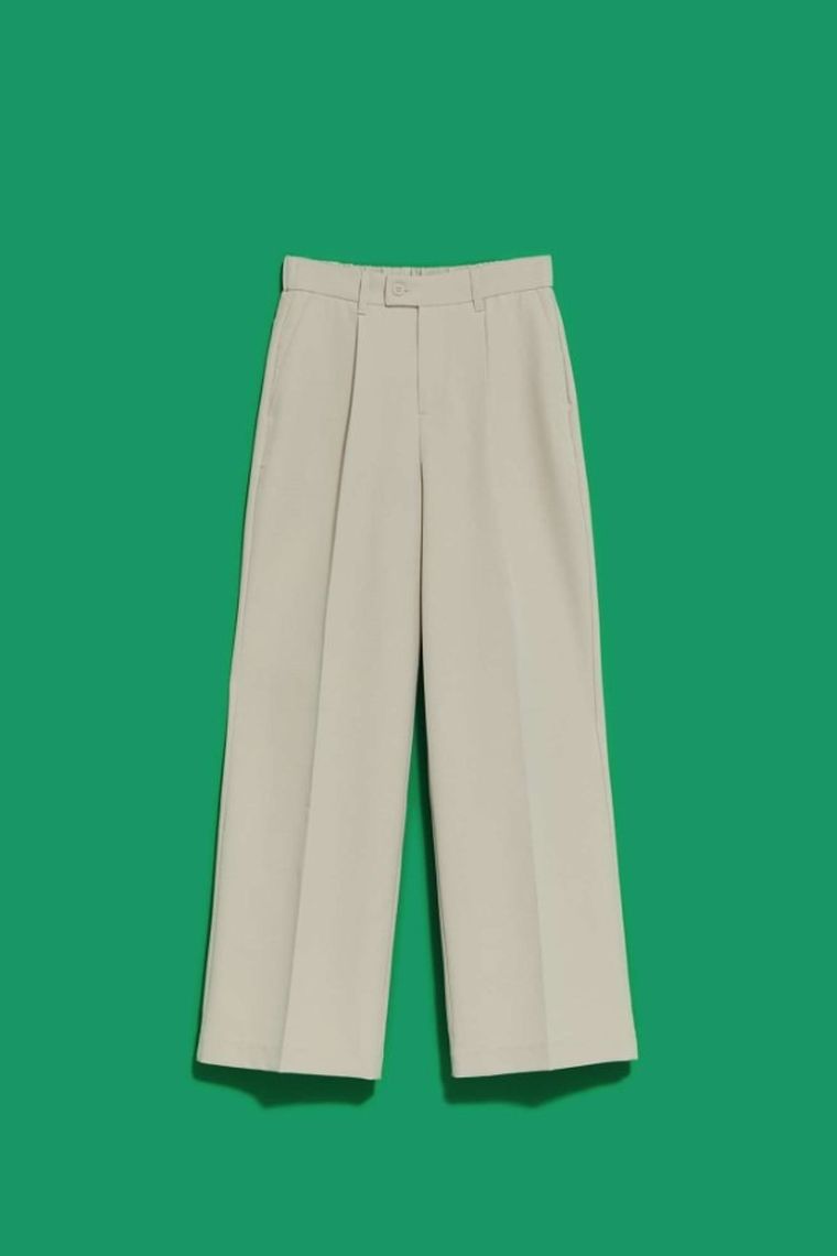 Spodnie materiałowe damskie, beżowe, Moodo