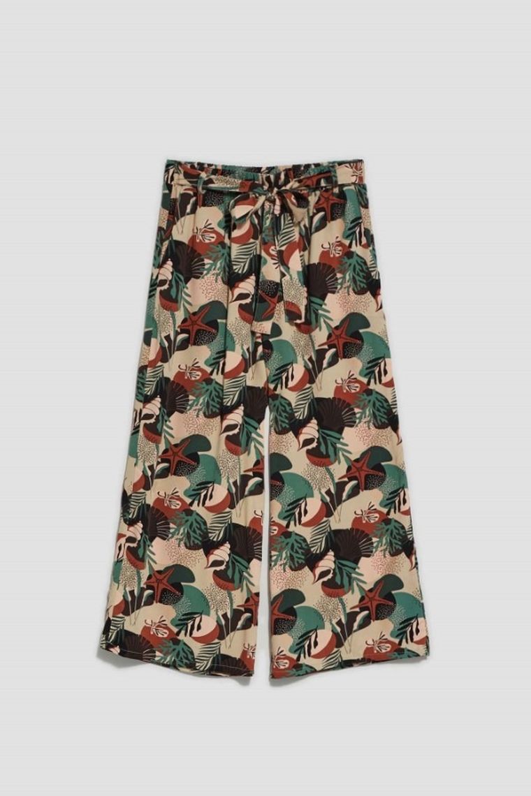 Spodnie materiałowe damskie, beżowe, Moodo