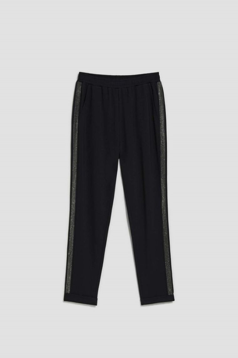 Spodnie materiałowe damskie, czarne, Moodo