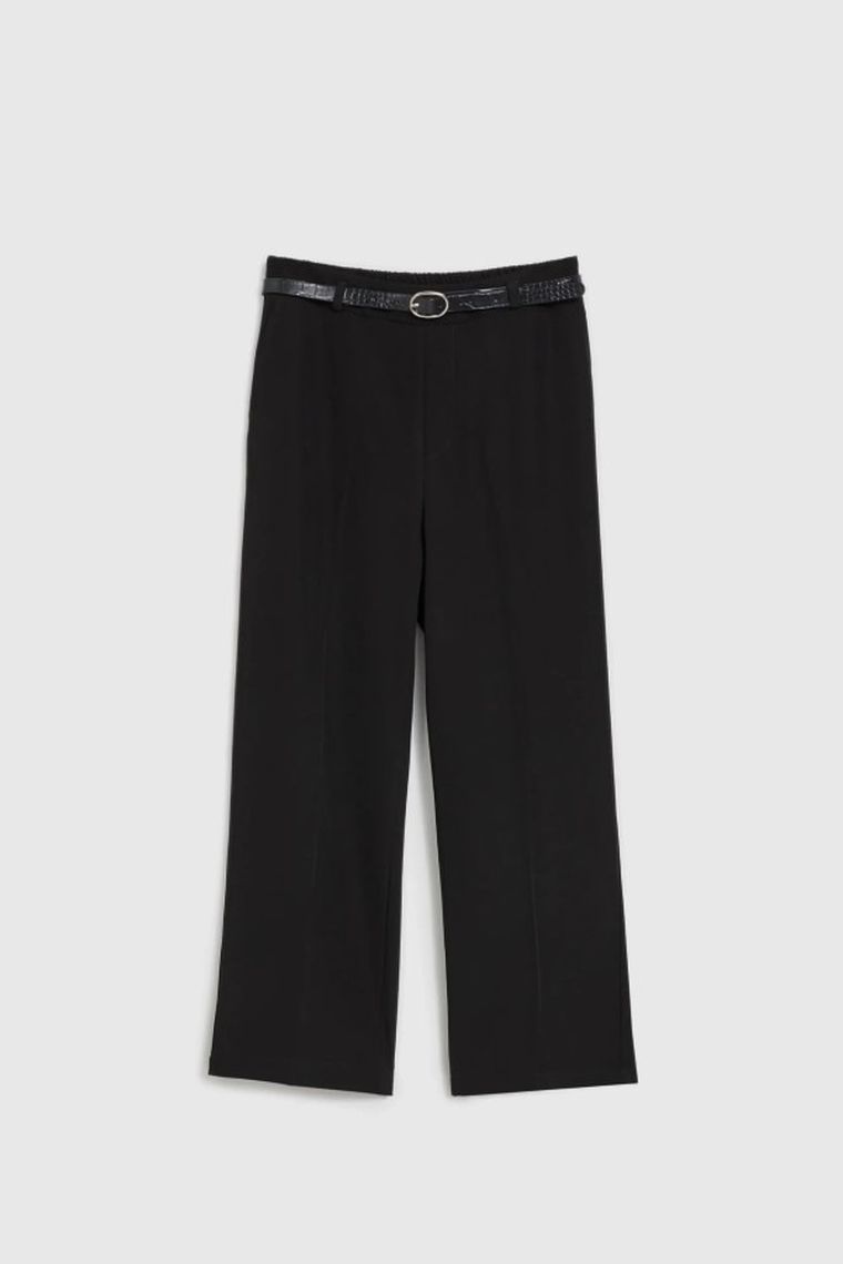 Spodnie materiałowe damskie, czarne, Moodo