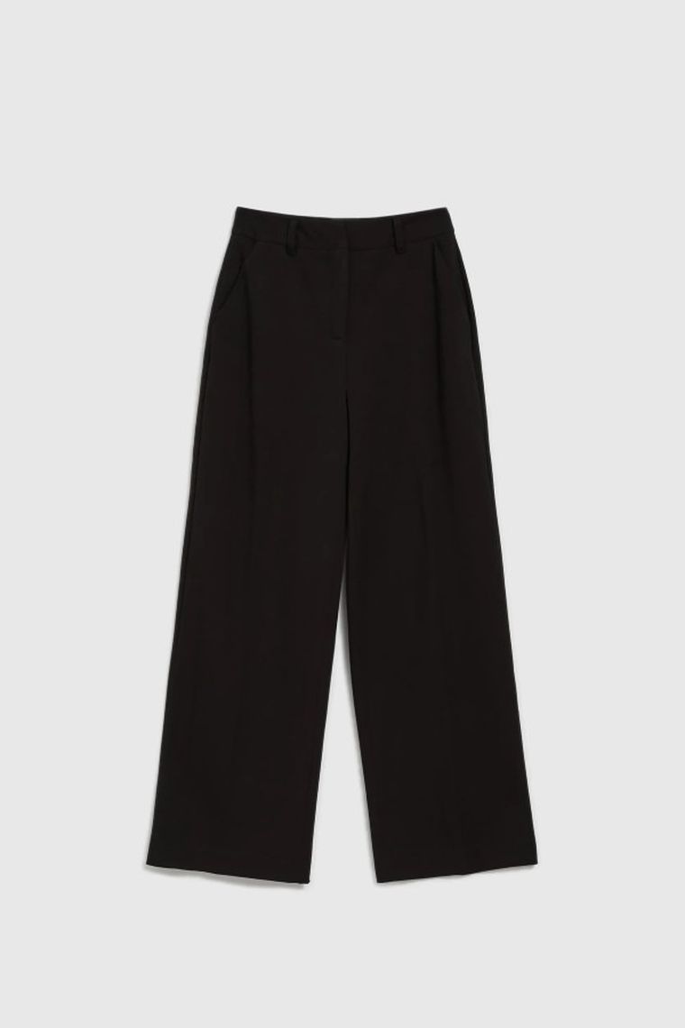 Spodnie materiałowe damskie, czarne, Moodo