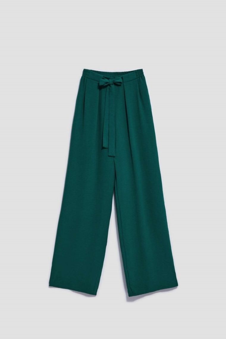 Spodnie materiałowe damskie, zielone, Moodo