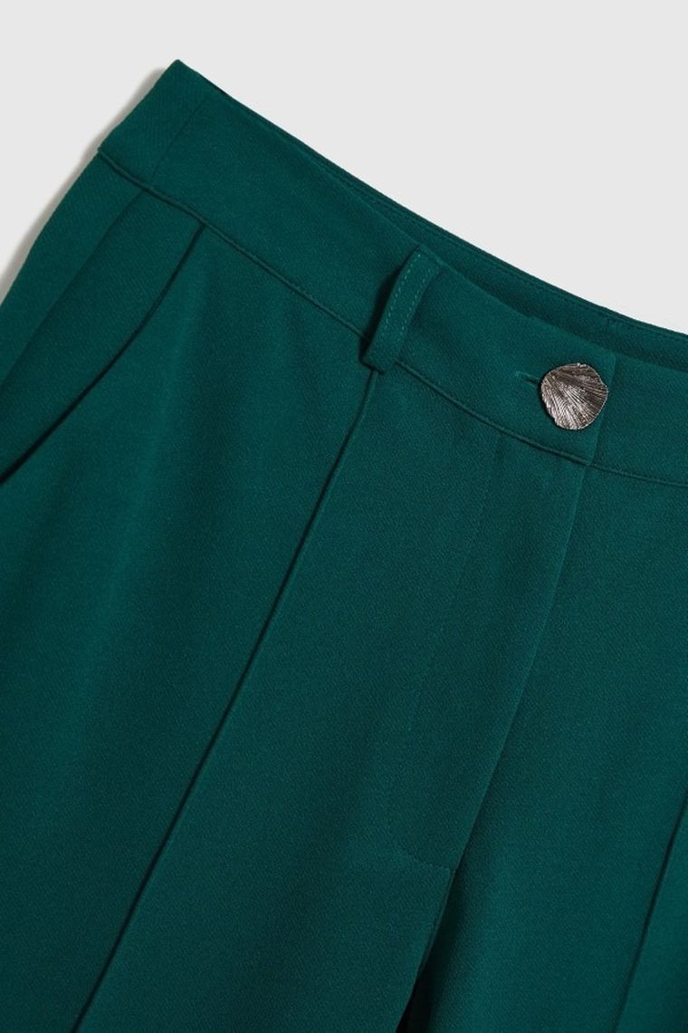 Spodnie materiałowe damskie, zielone, Moodo