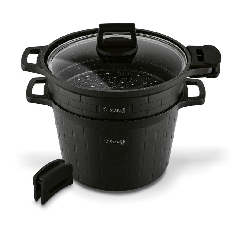 Starke, Brick Marble, garnek do gotowania na parze + nakładki silikonowe, 6.3l