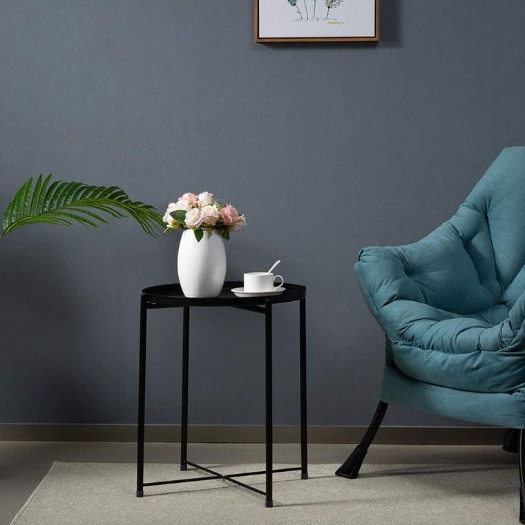 Stolik okrągły, metalowy, styl Loft, czarny