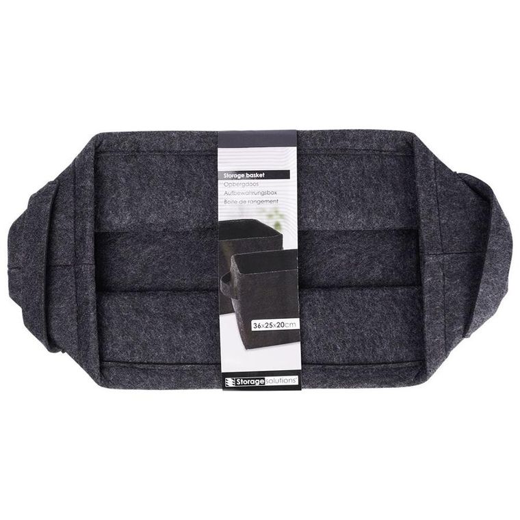 Storage Solutions, koszyk do przechowywania, filcowy, składany, czarny, 36-27-20 cm